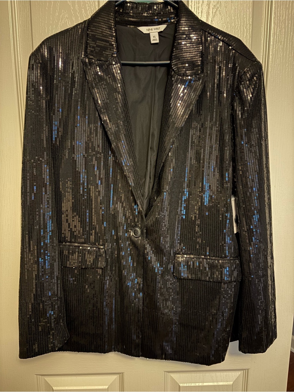Nine West Black Sequin Blazer with Subtle Blue Sheen